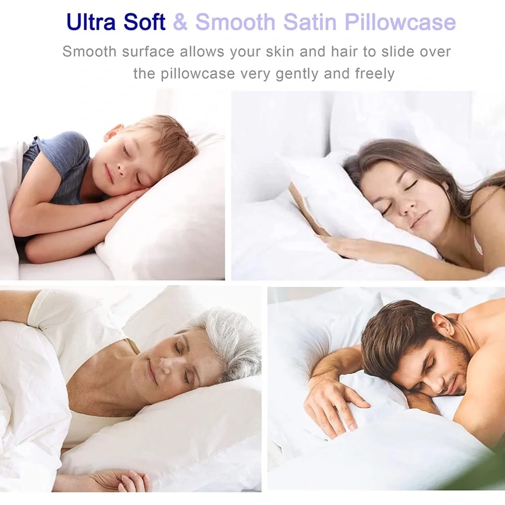 Satin Silky Soft Bed Pillowcase Protector for Hair and Skin Standard, Gray